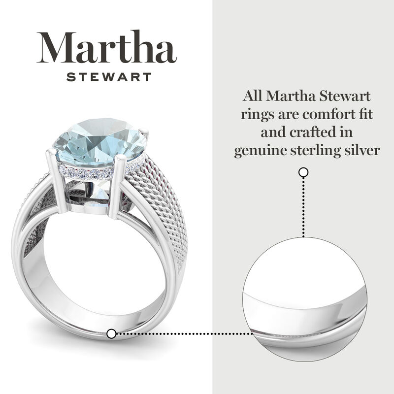 Martha Stewart 6 3/4ctw. Oval Aquamarine & Lab Grown Diamond Hidden Halo Ring In Sterling Silver image number null